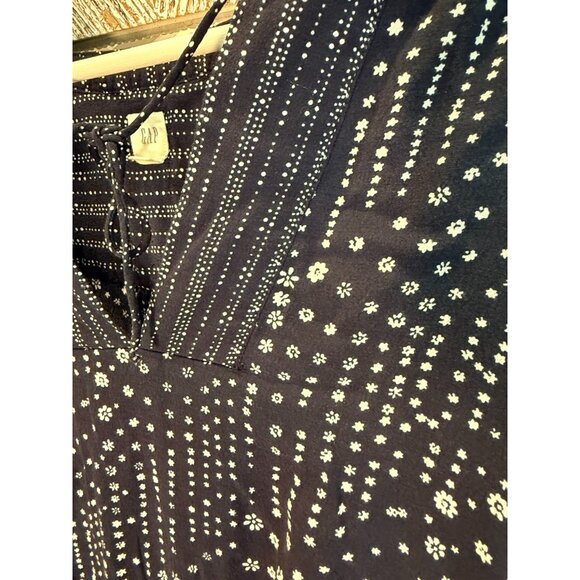 Gap long sleeve blue and white medium dress stretch waist - Picture 2 of 8